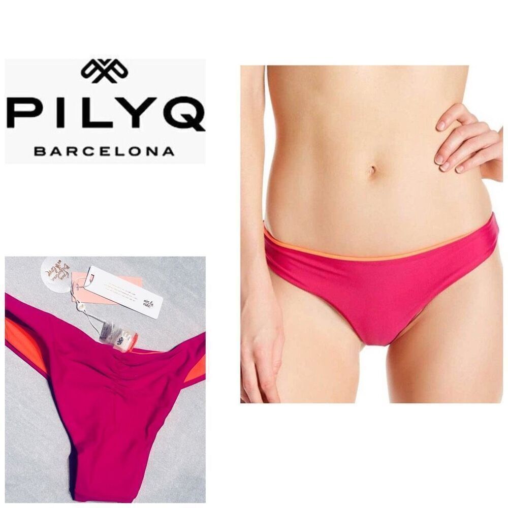 PILYQ bright orange/fuchsia reversible bottoms.small NWT